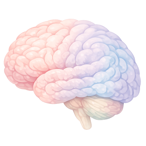 A softly coloured pastel illustration of the human brain